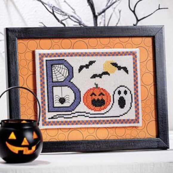 Halloween Cross Stitch Magazine & Hand-Dyed Fabric Bundle - 14ct Gray Aida, 7x9 - Picture 7 of 8
